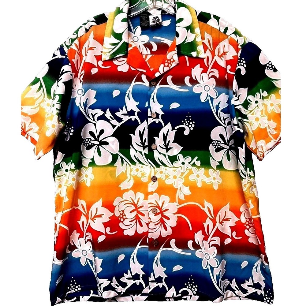 Kennington Time Of Spring Hawaiian Shirt Size XL Hibiscus Tropical Vibrant Retro